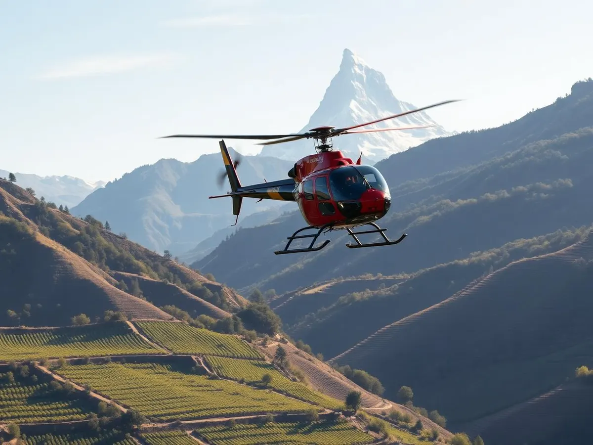 Immagine illustrativa (generata con IA) Elicottero – volo panoramico «40 Min. Matterhorn ab Sion», Wallis