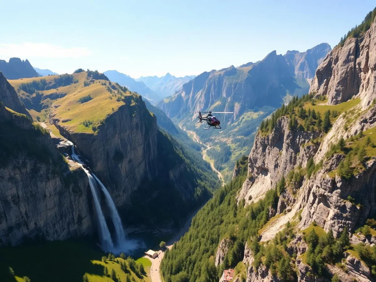 Immagine illustrativa (generata con IA) Elicottero – volo panoramico «Lauterbrunnen 13 Min.», Berner Oberland
