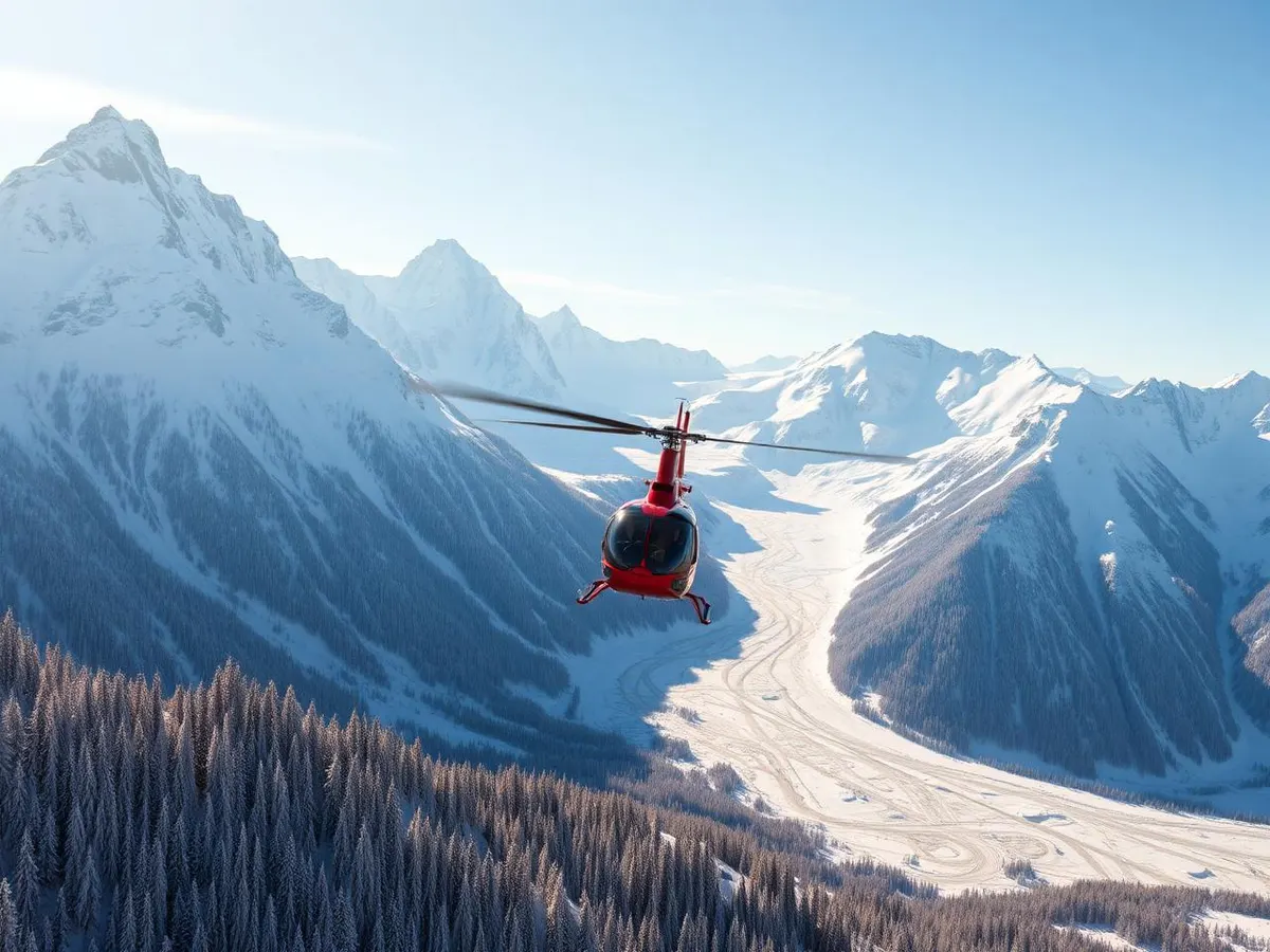 Immagine illustrativa (generata con IA) Elicottero – volo panoramico «Lauterbrunnen Jungfraujoch 20 Min.», Berner Oberland