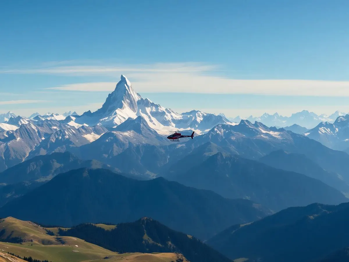 Immagine illustrativa (generata con IA) Elicottero – volo panoramico «Matterhorn Special XL», Wallis