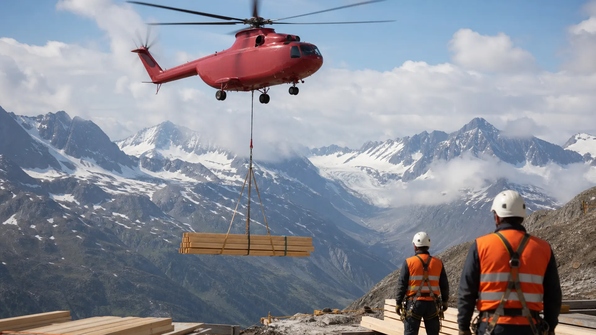 Helikopter-Lastentransporte in den Schweizer Alpen